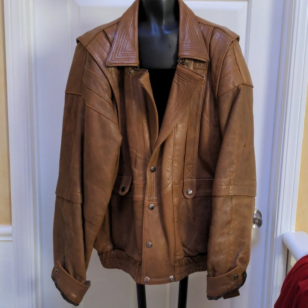 Vintage Leather Coat Jacket